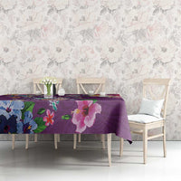 Hawaiian Turtles and Tropical Plants Tablecloth Purple Watercolor LT03 - Polynesian Pride
