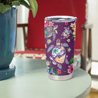 Hawaiian Turtles and Tropical Plants Tumbler Cup Purple Watercolor LT03 - Polynesian Pride