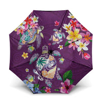 Hawaiian Turtles and Tropical Plants Umbrella Purple Watercolor
