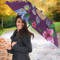 Hawaiian Turtles and Tropical Plants Umbrella Purple Watercolor