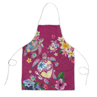 Hawaiian Turtles and Tropical Plants Apron Pink Watercolor LT03 Pink - Polynesian Pride