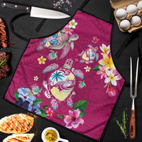 Hawaiian Turtles and Tropical Plants Apron Pink Watercolor LT03 Pink - Polynesian Pride