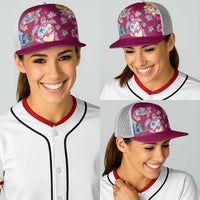 Hawaiian Turtles and Tropical Plants Baseball Net Cap Pink Watercolor LT03 - Polynesian Pride