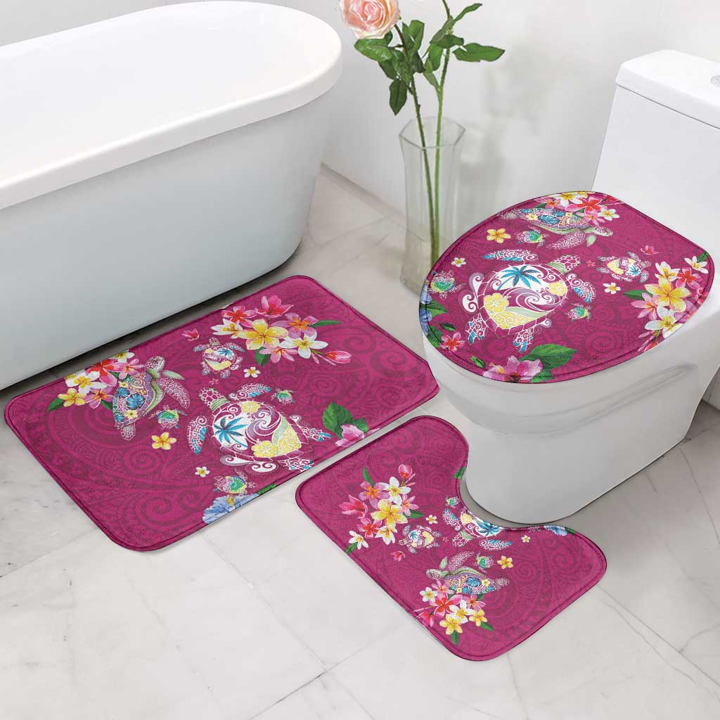 Hawaiian Turtles and Tropical Plants Bathroom Set Pink Watercolor LT03 - Polynesian Pride