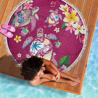 Hawaiian Turtles and Tropical Plants Beach Blanket Pink Watercolor LT03 - Polynesian Pride