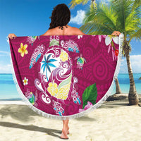 Hawaiian Turtles and Tropical Plants Beach Blanket Pink Watercolor LT03 - Polynesian Pride