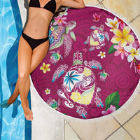 Hawaiian Turtles and Tropical Plants Beach Blanket Pink Watercolor LT03 - Polynesian Pride