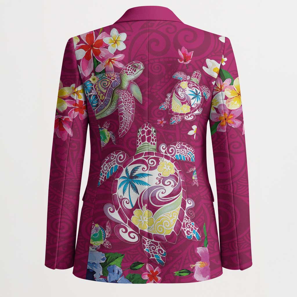 Hawaiian Turtles and Tropical Plants Blazer Pink Watercolor LT03 - Polynesian Pride
