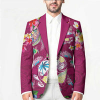 Hawaiian Turtles and Tropical Plants Blazer Pink Watercolor LT03 - Polynesian Pride