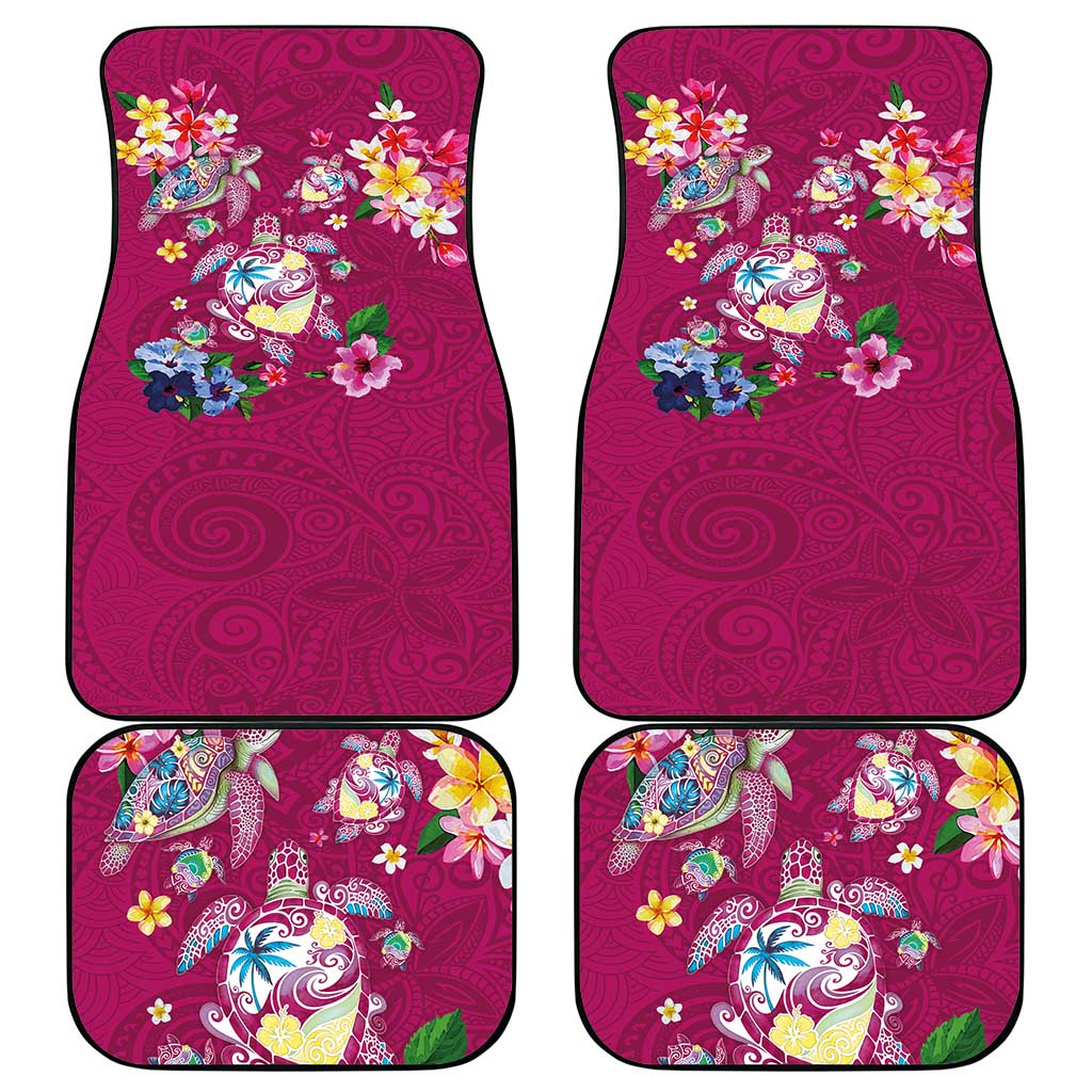 Hawaiian Turtles and Tropical Plants Car Mats Pink Watercolor LT03 - Polynesian Pride