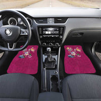 Hawaiian Turtles and Tropical Plants Car Mats Pink Watercolor LT03 Set 2pcs - Front Pink - Polynesian Pride