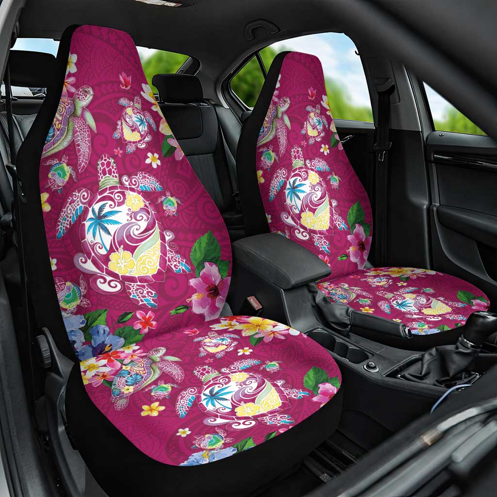 Hawaiian Turtles and Tropical Plants Car Seat Cover Pink Watercolor LT03 One Size Pink - Polynesian Pride
