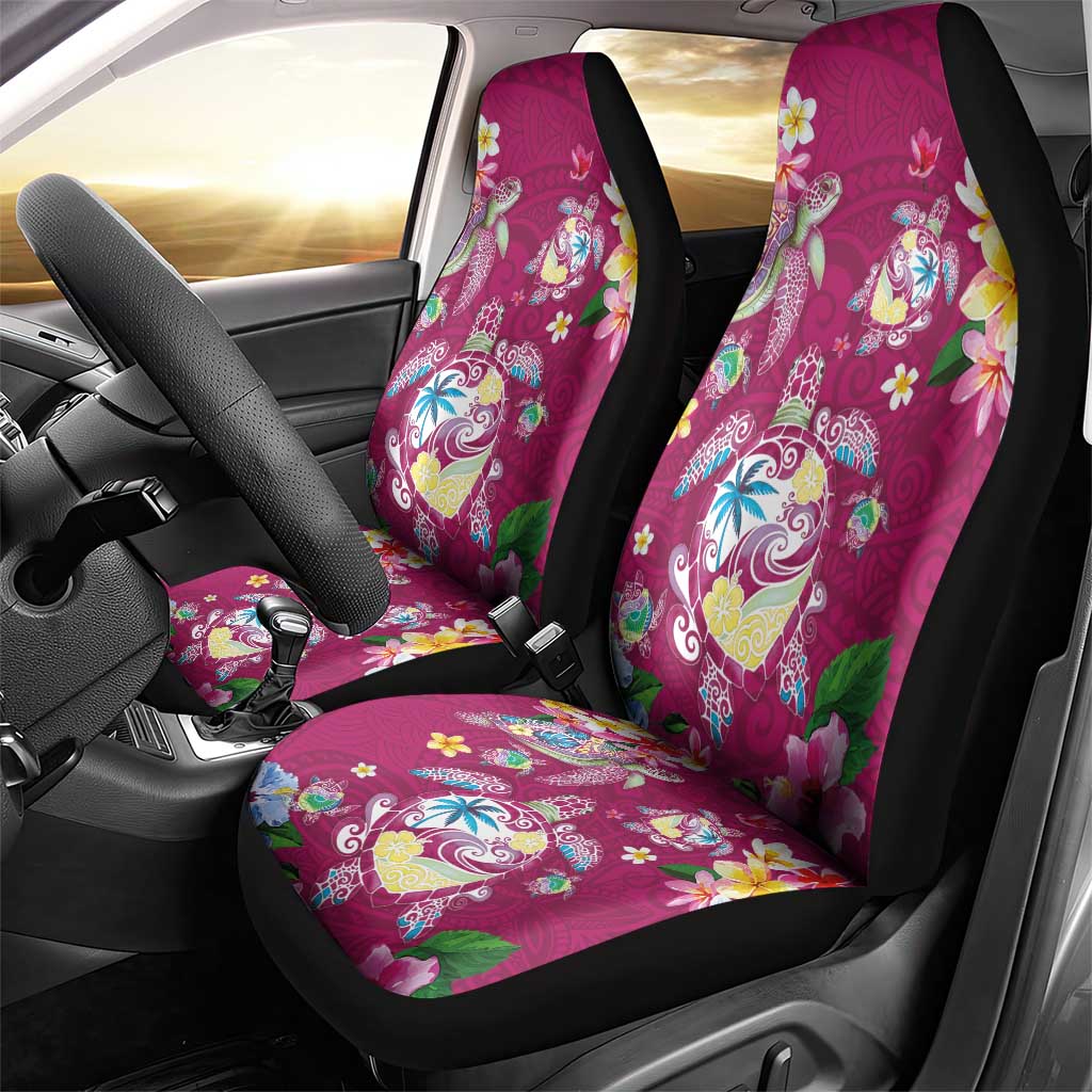 Hawaiian Turtles and Tropical Plants Car Seat Cover Pink Watercolor LT03 - Polynesian Pride