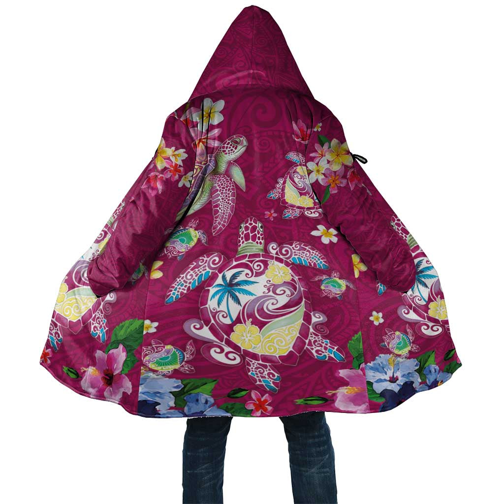 Hawaiian Turtles and Tropical Plants Cloak Pink Watercolor LT03 Unisex Pink - Polynesian Pride