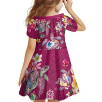Hawaiian Turtles and Tropical Plants Family Matching Mermaid Dress and Hawaiian Shirt Pink Watercolor