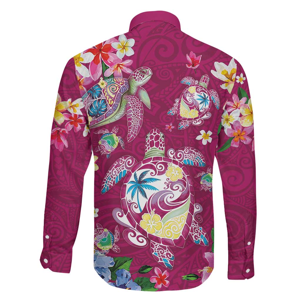 Hawaiian Turtles and Tropical Plants Family Matching Mermaid Dress and Hawaiian Shirt Pink Watercolor