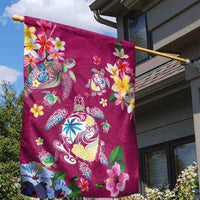 Hawaiian Turtles and Tropical Plants Garden Flag Pink Watercolor LT03 - Polynesian Pride