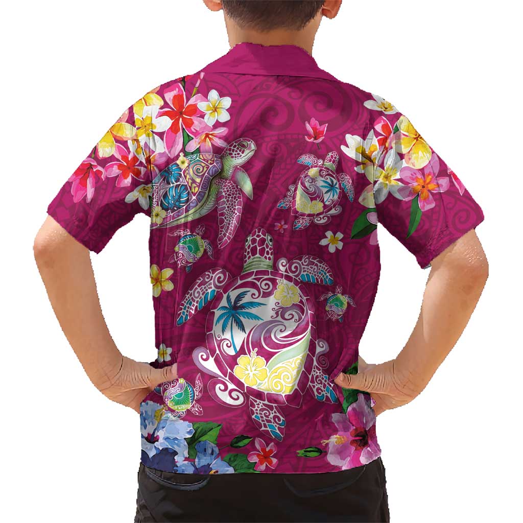 Hawaiian Turtles and Tropical Plants Hawaiian Shirt Pink Watercolor