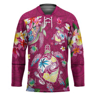 Hawaiian Turtles and Tropical Plants Hockey Jersey Pink Watercolor LT03 Unisex Pink - Polynesian Pride