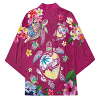 Hawaiian Turtles and Tropical Plants Kimono Pink Watercolor LT03 - Polynesian Pride