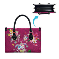 Hawaiian Turtles and Tropical Plants Leather Bag Pink Watercolor LT03 - Polynesian Pride