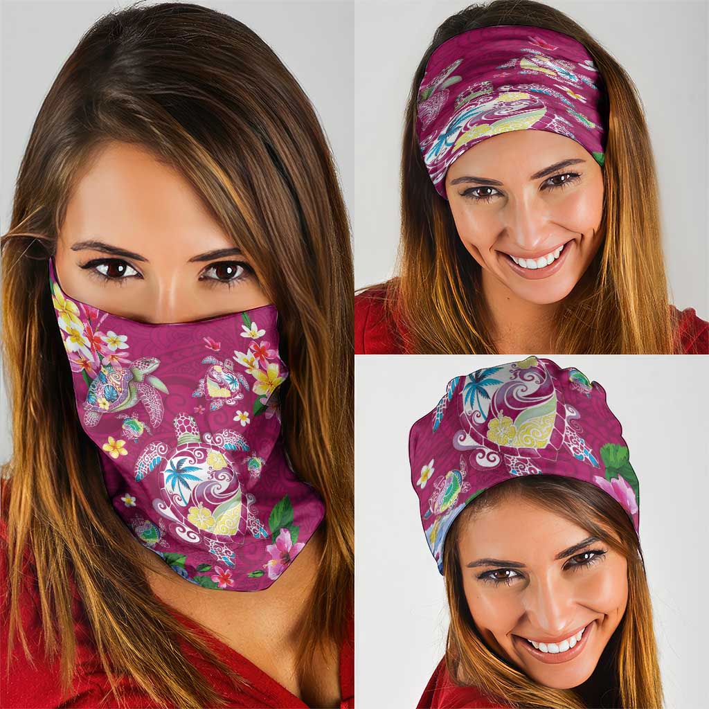 Hawaiian Turtles and Tropical Plants Neck Gaiter Pink Watercolor LT03 - Polynesian Pride