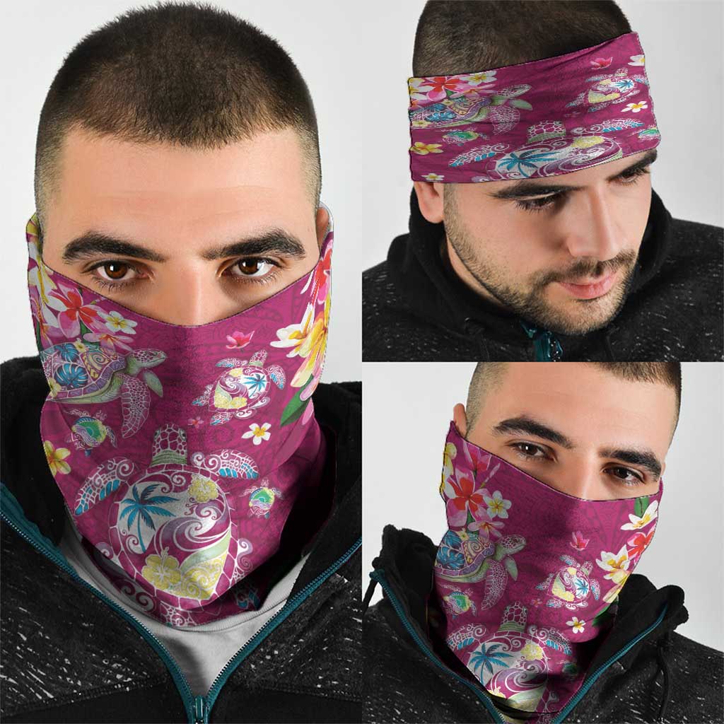 Hawaiian Turtles and Tropical Plants Neck Gaiter Pink Watercolor LT03 - Polynesian Pride