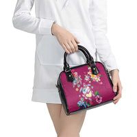 Hawaiian Turtles and Tropical Plants Shoulder Handbag Pink Watercolor LT03 - Polynesian Pride
