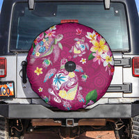 Hawaiian Turtles and Tropical Plants Spare Tire Cover Pink Watercolor LT03 Pink - Polynesian Pride