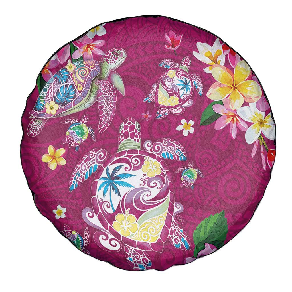 Hawaiian Turtles and Tropical Plants Spare Tire Cover Pink Watercolor LT03 - Polynesian Pride