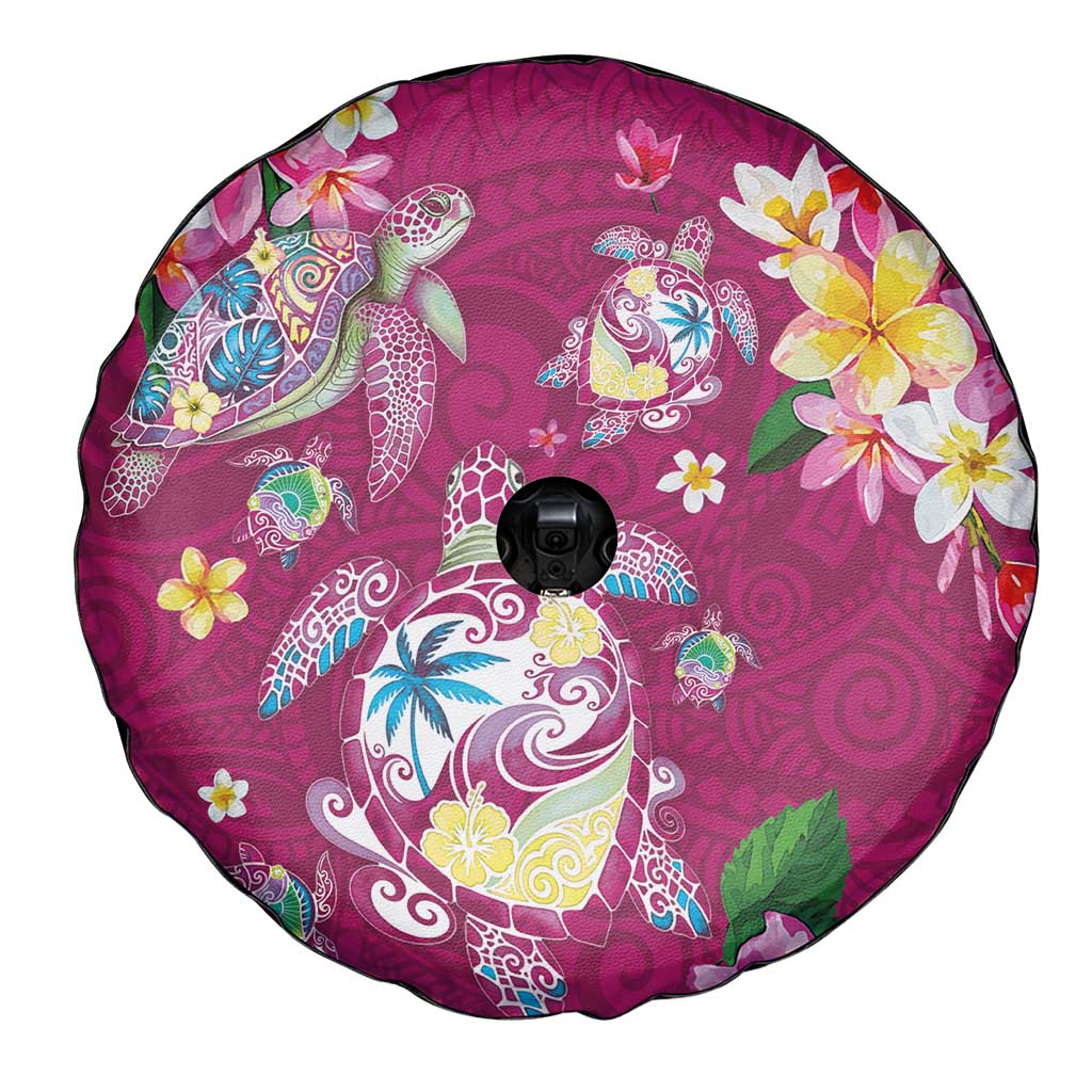 Hawaiian Turtles and Tropical Plants Spare Tire Cover Pink Watercolor LT03 - Polynesian Pride