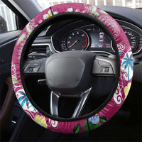 Hawaiian Turtles and Tropical Plants Steering Wheel Cover Pink Watercolor LT03 - Polynesian Pride