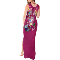 Hawaiian Turtles and Tropical Plants Tank Maxi Dress Pink Watercolor