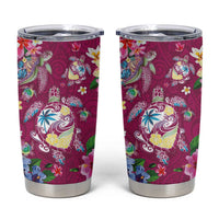 Hawaiian Turtles and Tropical Plants Tumbler Cup Pink Watercolor LT03 Pink - Polynesian Pride