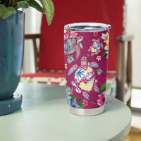 Hawaiian Turtles and Tropical Plants Tumbler Cup Pink Watercolor LT03 - Polynesian Pride