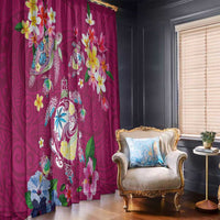 Hawaiian Turtles and Tropical Plants Window Curtain Pink Watercolor LT03 - Polynesian Pride
