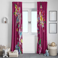 Hawaiian Turtles and Tropical Plants Window Curtain Pink Watercolor LT03 - Polynesian Pride
