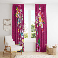 Hawaiian Turtles and Tropical Plants Window Curtain Pink Watercolor LT03 - Polynesian Pride