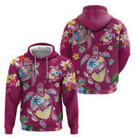Hawaiian Turtles and Tropical Plants Zip Hoodie Pink Watercolor LT03 - Polynesian Pride