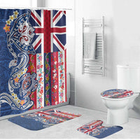 Hawaiian Manta Ray and Turtle Tribal Tattoo Bathroom Set With Hawaii Flag and Flowers LT03 Bathroom Set (4 pcs) Multicolor - Polynesian Pride