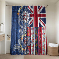 Hawaiian Manta Ray and Turtle Tribal Tattoo Bathroom Set With Hawaii Flag and Flowers LT03 Shower Curtain Only Multicolor - Polynesian Pride
