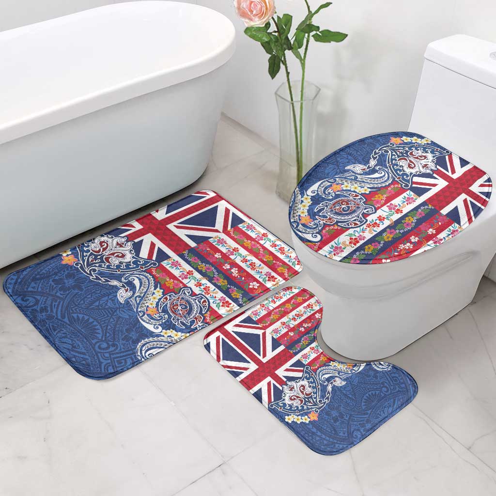 Hawaiian Manta Ray and Turtle Tribal Tattoo Bathroom Set With Hawaii Flag and Flowers LT03 - Polynesian Pride