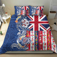Hawaiian Manta Ray and Turtle Tribal Tattoo Bedding Set With Hawaii Flag and Flowers