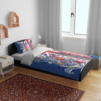 Hawaiian Manta Ray and Turtle Tribal Tattoo Bedding Set With Hawaii Flag and Flowers