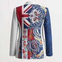 Hawaiian Manta Ray and Turtle Tribal Tattoo Blazer With Hawaii Flag and Flowers LT03 - Polynesian Pride