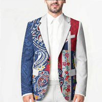 Hawaiian Manta Ray and Turtle Tribal Tattoo Blazer With Hawaii Flag and Flowers LT03 - Polynesian Pride