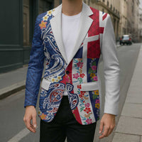 Hawaiian Manta Ray and Turtle Tribal Tattoo Blazer With Hawaii Flag and Flowers LT03 - Polynesian Pride