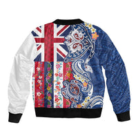 Hawaiian Manta Ray and Turtle Tribal Tattoo Bomber Jacket With Hawaii Flag and Flowers LT03 - Polynesian Pride