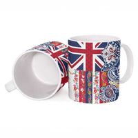 Hawaiian Manta Ray and Turtle Tribal Tattoo Ceramic Mug With Hawaii Flag and Flowers LT03 - Polynesian Pride