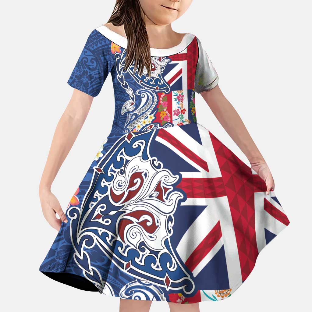 Hawaiian Manta Ray and Turtle Tribal Tattoo Family Matching Mermaid Dress and Hawaiian Shirt With Hawaii Flag and Flowers